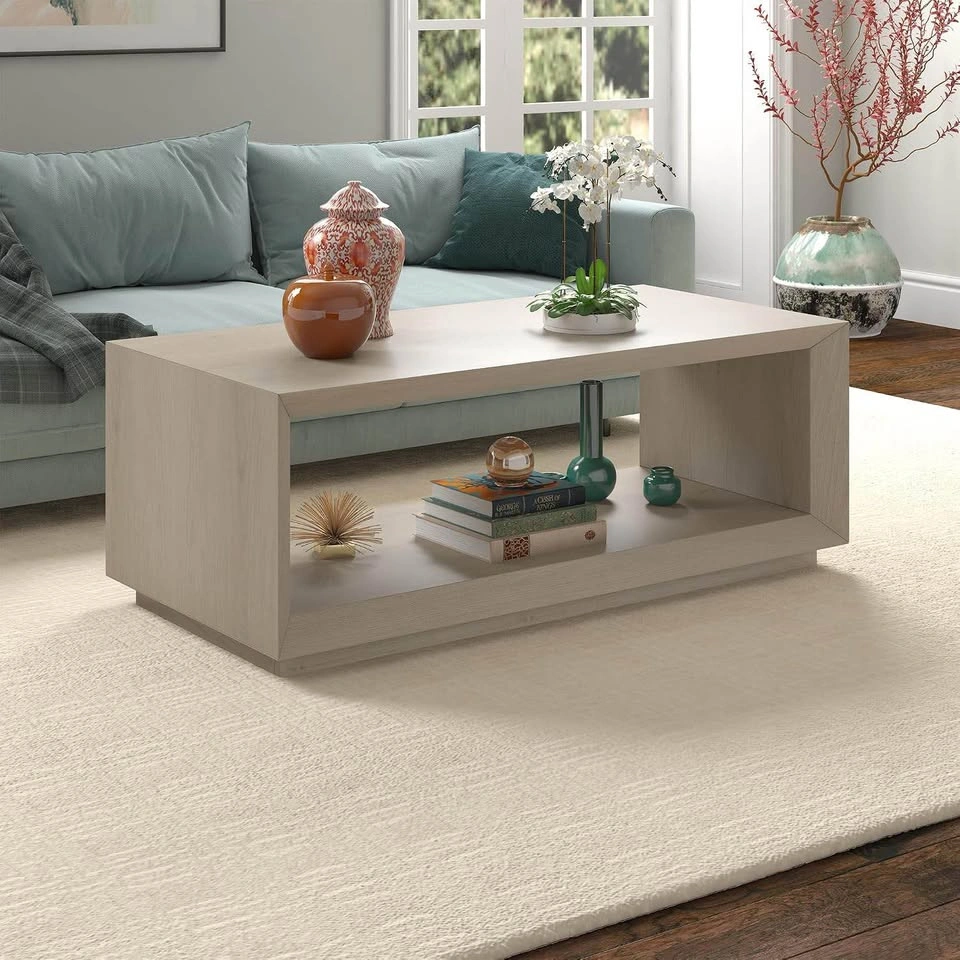 Evie 47.5 in. Alder White Rectangle MDF Top Coffee Table - photo 2