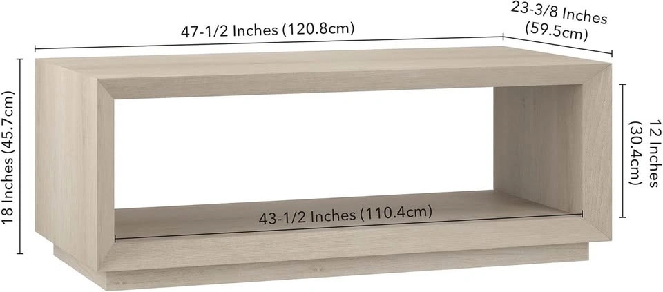 Evie 47.5 in. Alder White Rectangle MDF Top Coffee Table - photo 3
