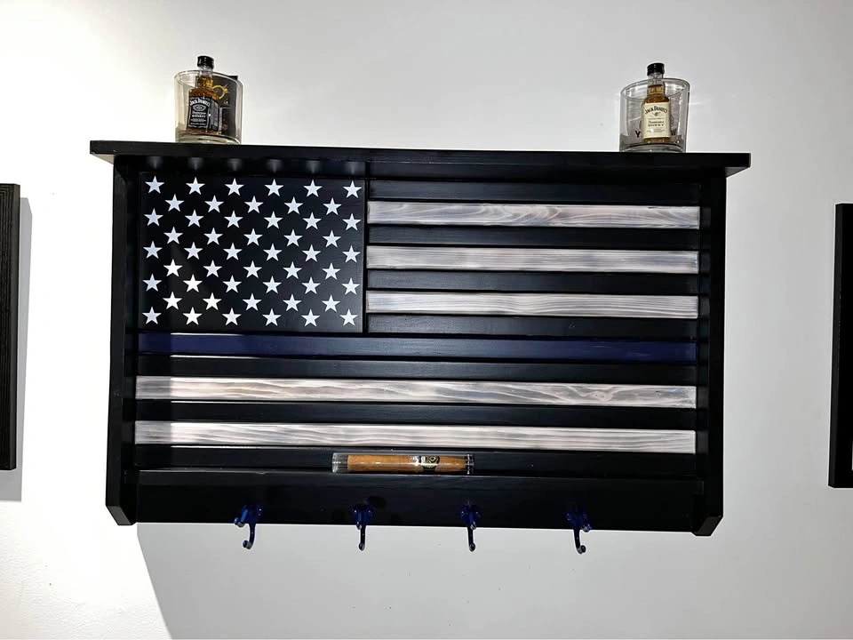 Thin blue line flag coat rack