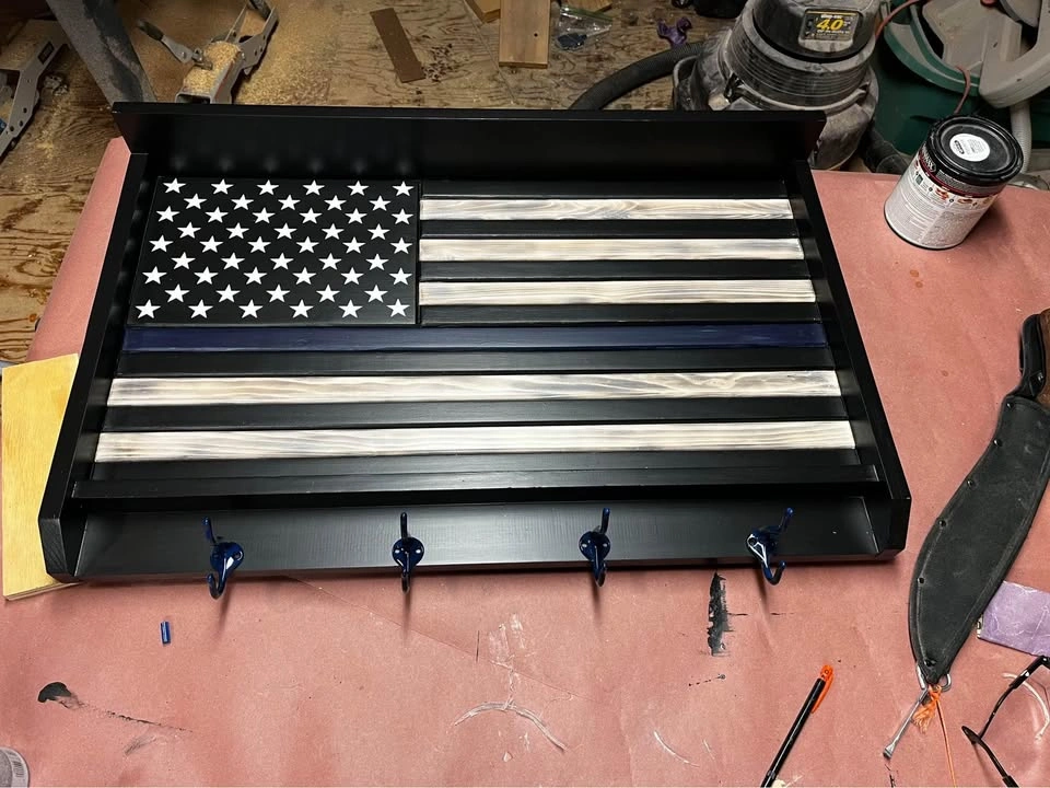Thin blue line flag coat rack - photo 2