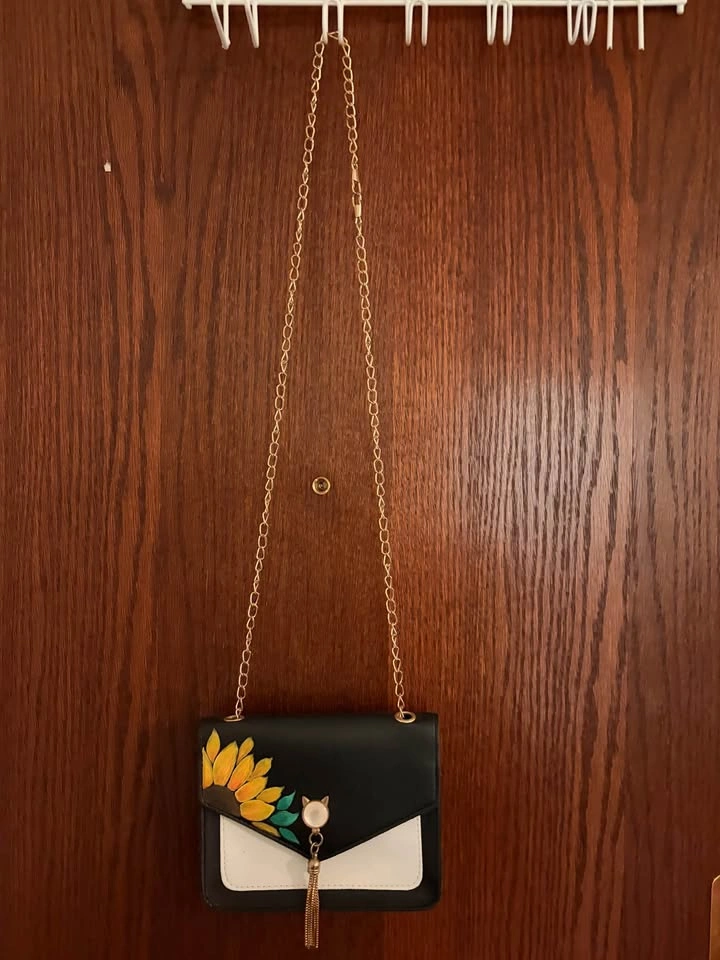 Hand painted Black Shoulder Bag - photo 2
