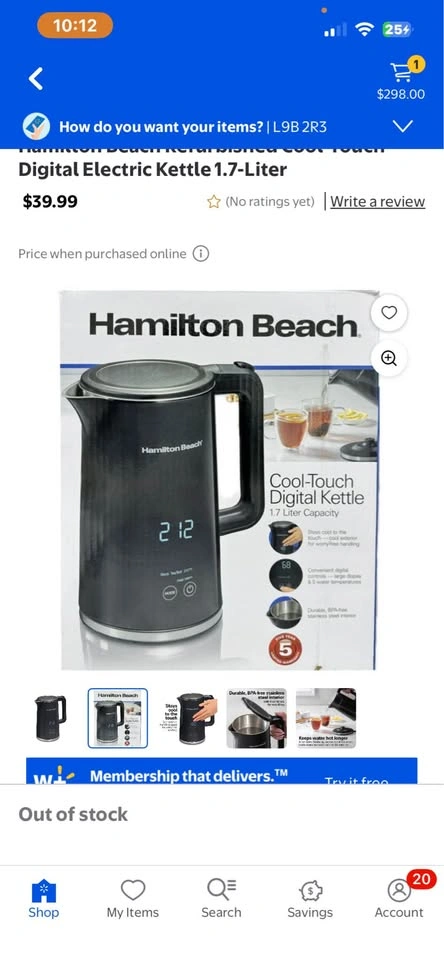 Hamilton Beach Refurbished Cool-Touch Digital Electric Kettle 1. - photo 2
