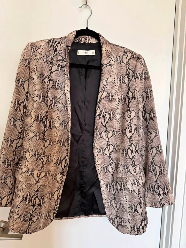 Mango satin snakeskin blazer