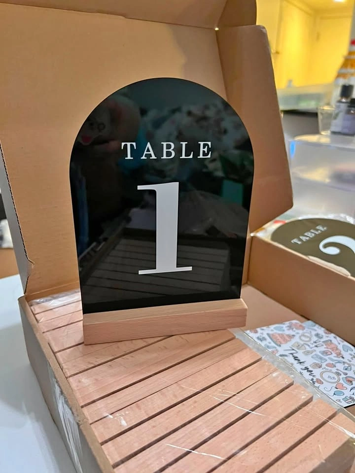 NEW Table Numbers 1 to 30 with Stands (Black Acrylic with White