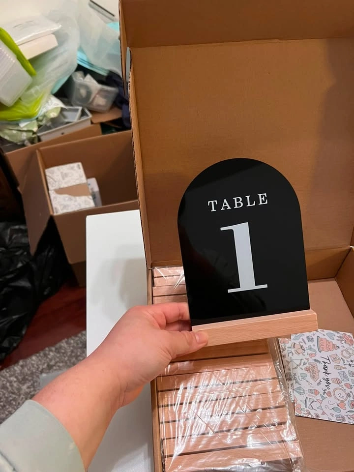 NEW Table Numbers 1 to 30 with Stands (Black Acrylic with White - photo 3