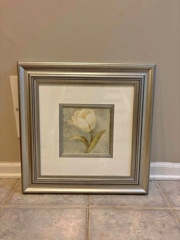 Flower Print in silver frame