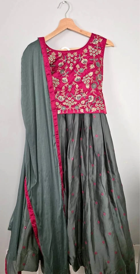 Beautiful Grey & Pink Lahenga