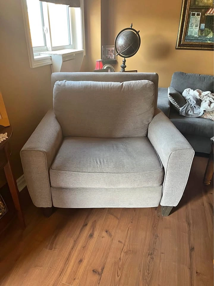 Grey Fabric Electric Recliner with USB Port