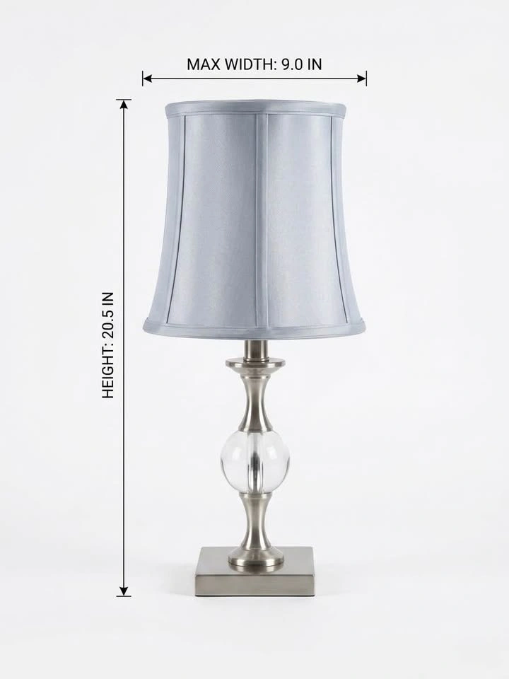 Pair of Modern Glass & Brushed Silver Table Lamps with LED Bulbs - photo 2