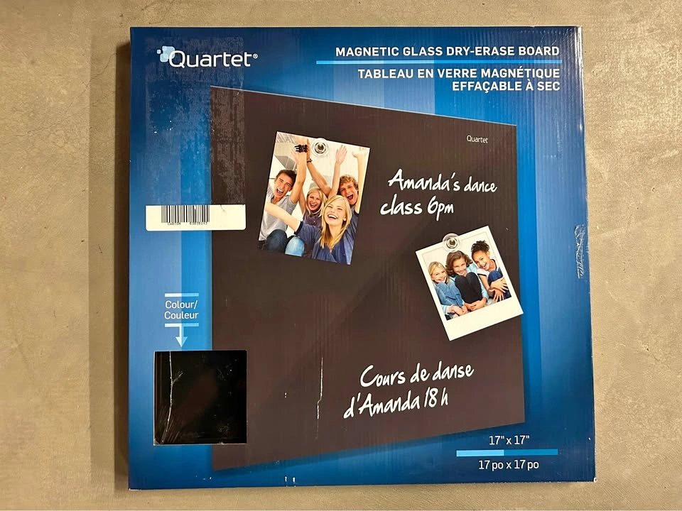 New Magnetic Glass Dry Erase Board 17”x17”