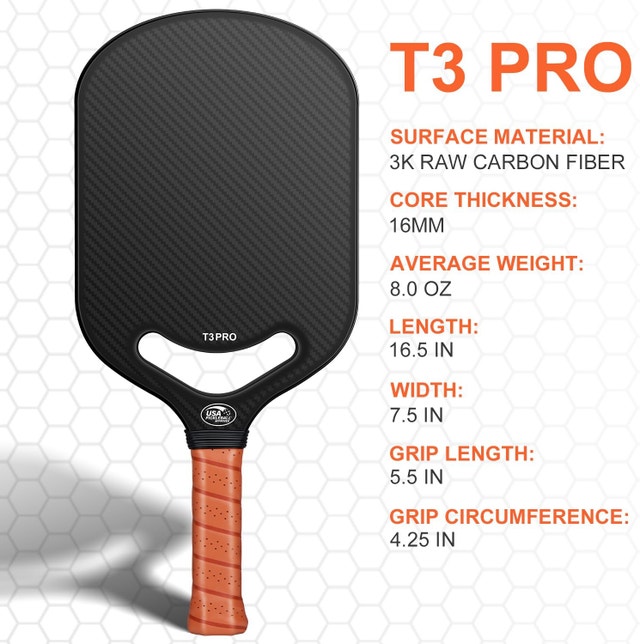 Carbon Fiber Pickleball Paddle Aero Throat USAPA Approved Power - photo 2