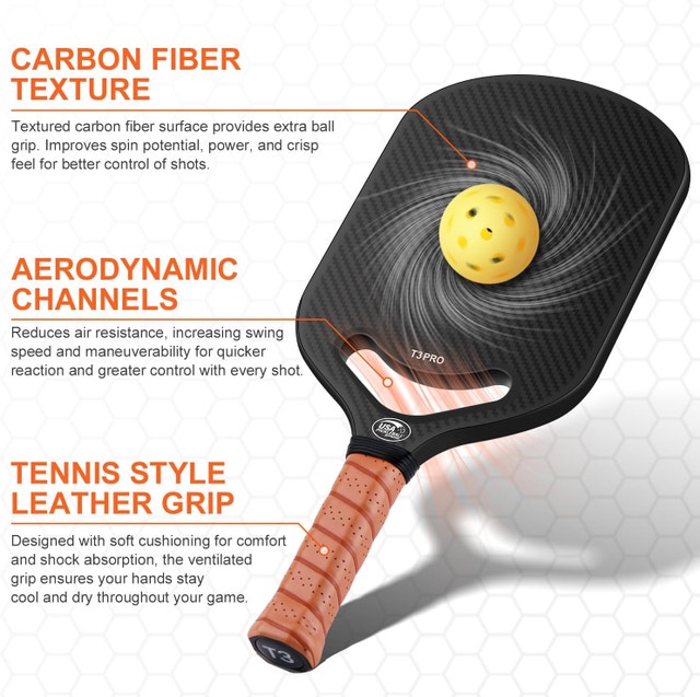 Carbon Fiber Pickleball Paddle Aero Throat USAPA Approved Power - photo 3