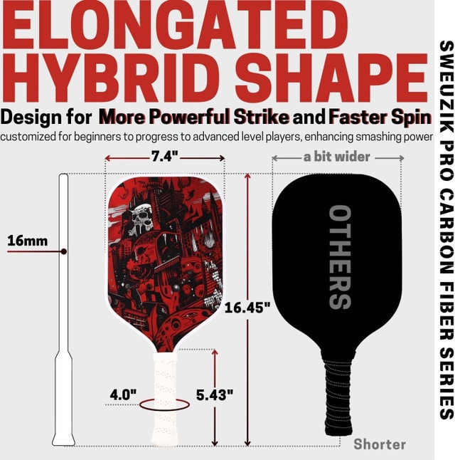 Pro Carbon Fiber Pickleball Paddle 16mm Honeycomb Core - photo 4
