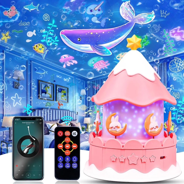 Kids Star Projector Night Light with 21 Films 360° Rotation