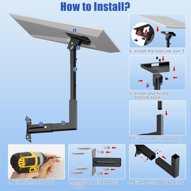 Starlink Gen 3 Adjustable Wall Mount Kit - Heavy Duty Roof/Eave - photo 4