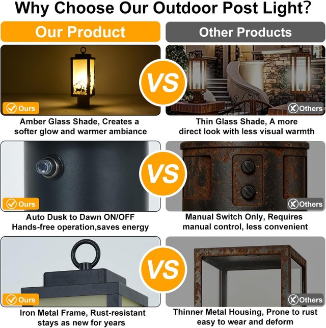 Outdoor Lamp Post Light Deer Pattern Dusk to Dawn Matte Black - photo 4