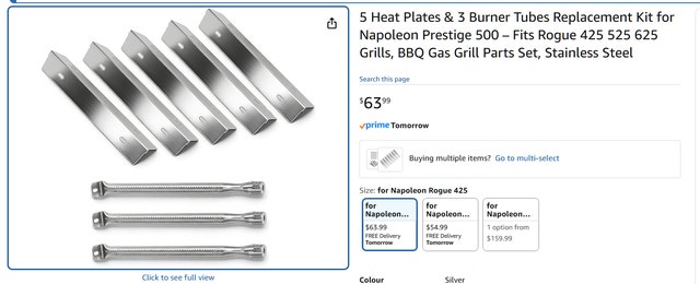 Napoleon Prestige 500 Grill Parts Kit Heat Plates & Burner Tubes - photo 2