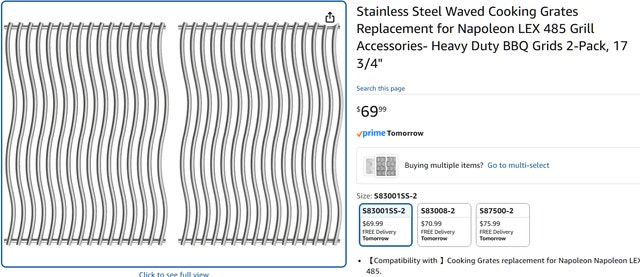 Napoleon LEX 485 Stainless Steel Waved Cooking Grates 2-Pack - photo 2