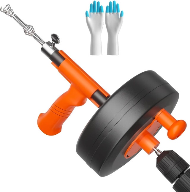 35ft Drain Auger w/ Drill Adapter - Heavy-Duty Plumbing Snake