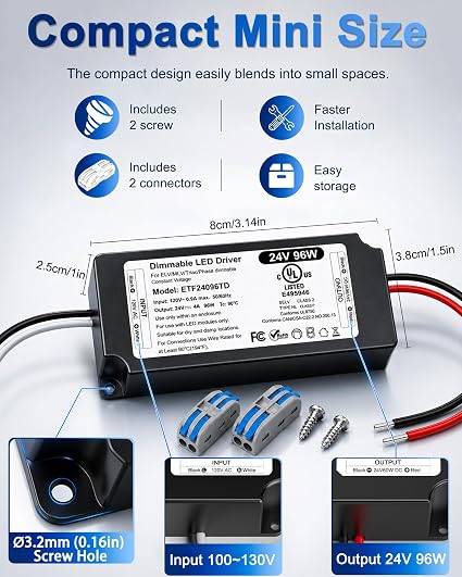 96W 24V Dimmable LED Driver Transformer - photo 3