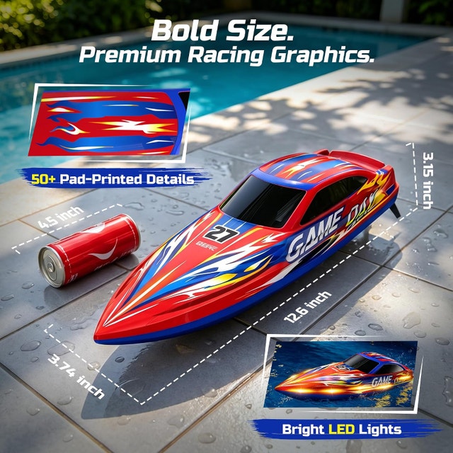 DEERC High Speed RC Boat - 25km/h 2.4GHz Remote Control - photo 3
