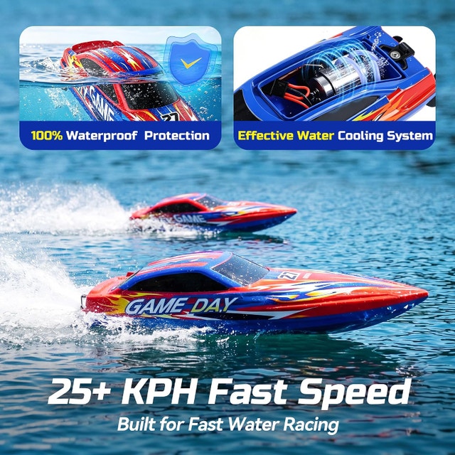 DEERC High Speed RC Boat - 25km/h 2.4GHz Remote Control - photo 4