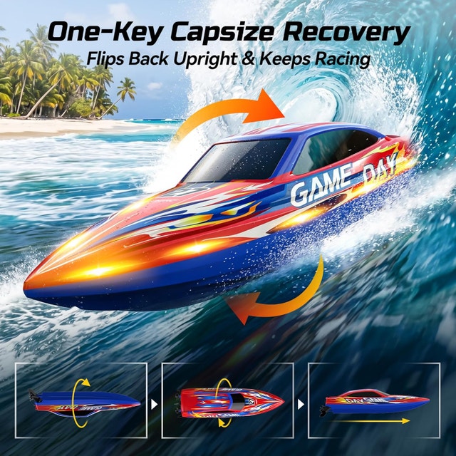 DEERC High Speed RC Boat - 25km/h 2.4GHz Remote Control - photo 5