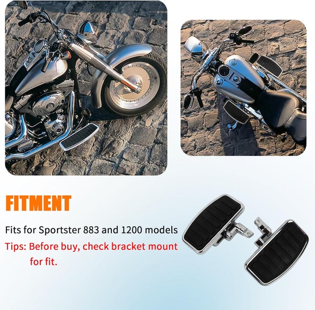 2PCS Adjustable Front Footboards for Sportster 883 1200 - Chrome - photo 3