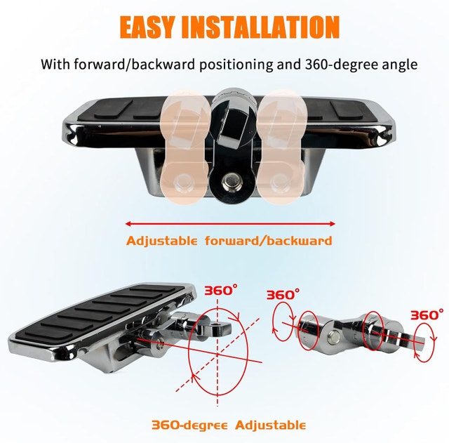 2PCS Adjustable Front Footboards for Sportster 883 1200 - Chrome - photo 5