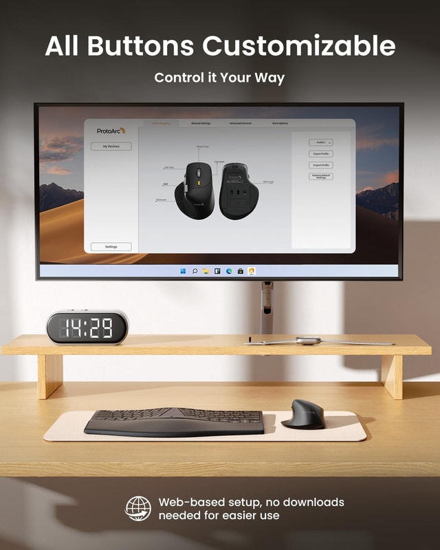 ProtoArc EM25 Ergonomic Bluetooth Mouse, 8000 DPI - photo 5