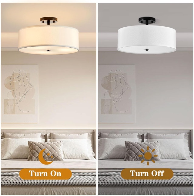 16" Modern Drum Semi Flush Mount Ceiling Light, 3-Light E26 - photo 4