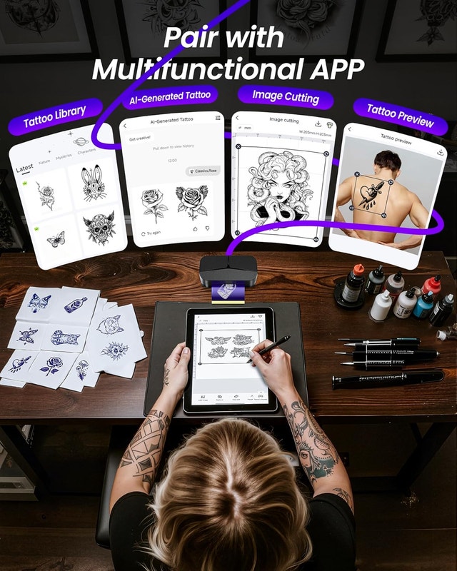 TP32 Bluetooth Tattoo Stencil Printer Kit with 30 Transfer Paper - photo 4