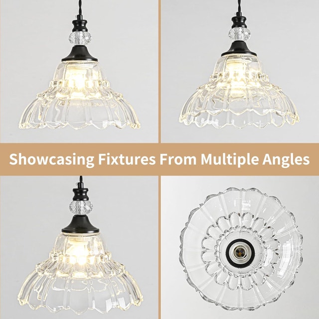 Matte Black Flower Glass Chandelier - Adjustable Farmhouse Penda - photo 2
