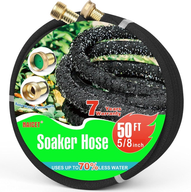 5/8 inch Soaker Hose 50ft Heavy Duty Rubber Drip Irrigation