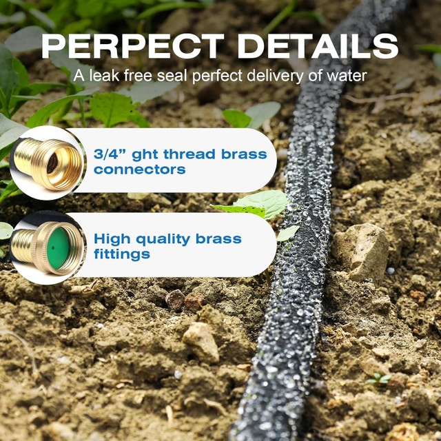 5/8 inch Soaker Hose 50ft Heavy Duty Rubber Drip Irrigation - photo 2