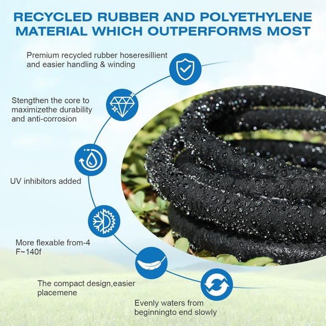 5/8 inch Soaker Hose 50ft Heavy Duty Rubber Drip Irrigation - photo 3