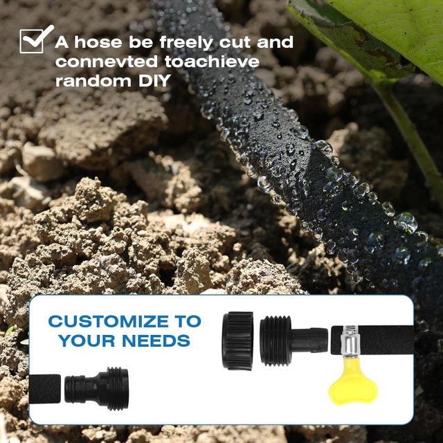 5/8 inch Soaker Hose 50ft Heavy Duty Rubber Drip Irrigation - photo 4