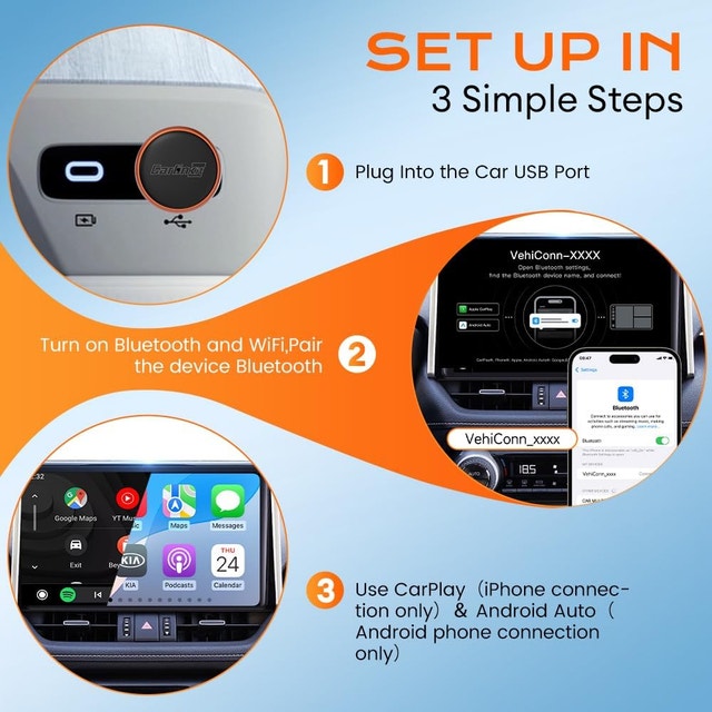 Wireless CarPlay Android Auto Adapter USB-A Type-C - photo 4