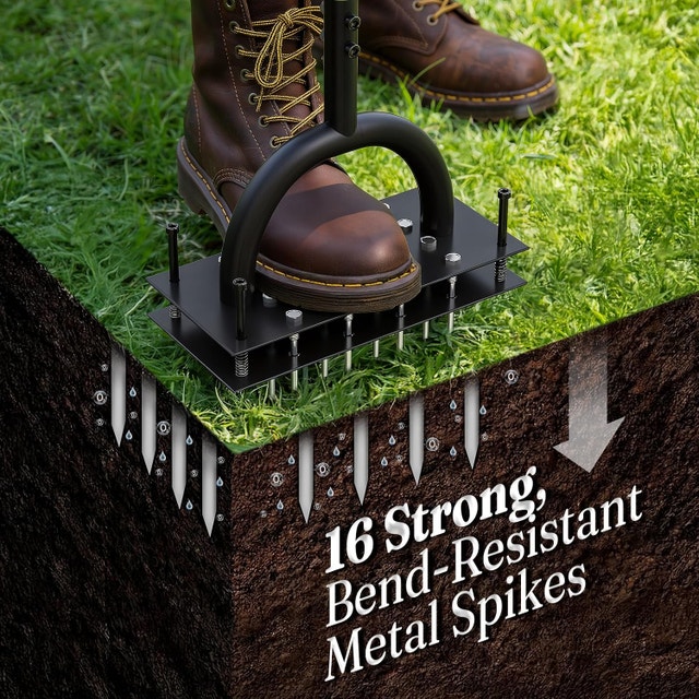 Manual Lawn Aerator - 16-Spike Metal Yard Tool - photo 3