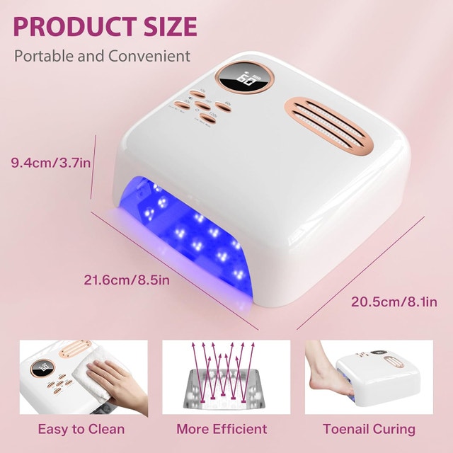 72W Cordless UV LED Nail Lamp - Rechargeable Gel Dryer - photo 2