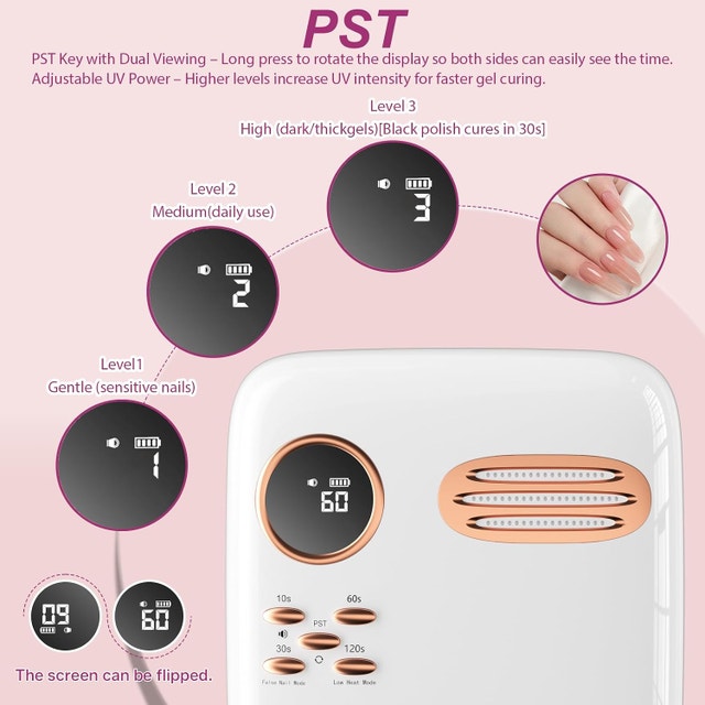 72W Cordless UV LED Nail Lamp - Rechargeable Gel Dryer - photo 3