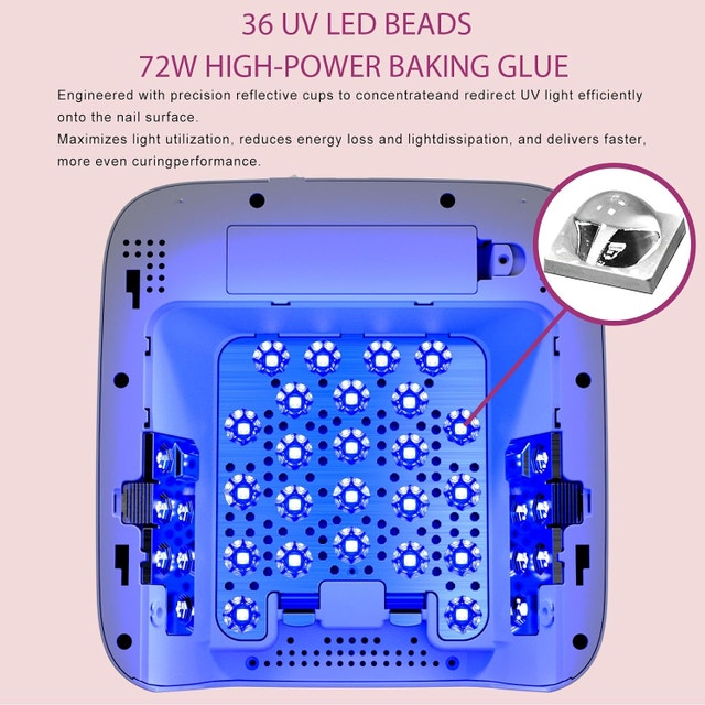 72W Cordless UV LED Nail Lamp - Rechargeable Gel Dryer - photo 5