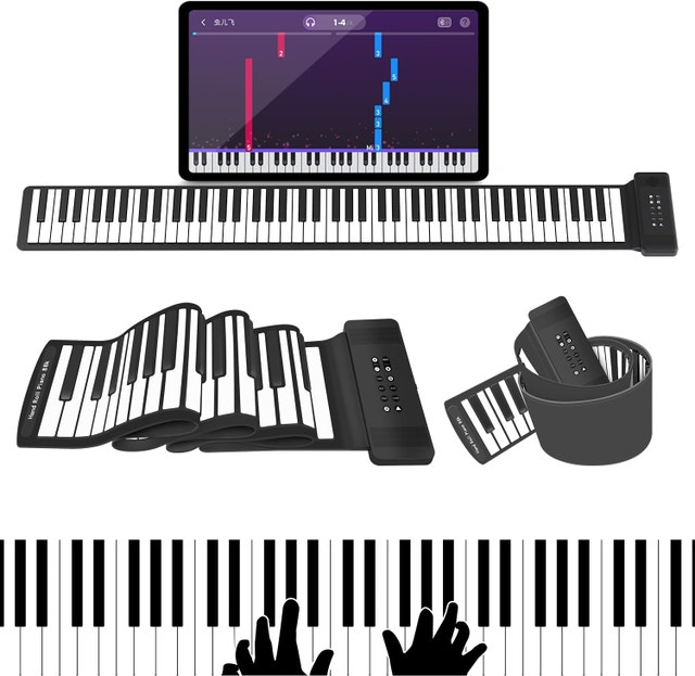 88-Key Roll-Up Silicone Piano Keyboard - Portable Foldable Piano