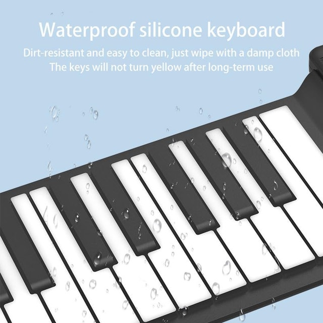 88-Key Roll-Up Silicone Piano Keyboard - Portable Foldable Piano - photo 5