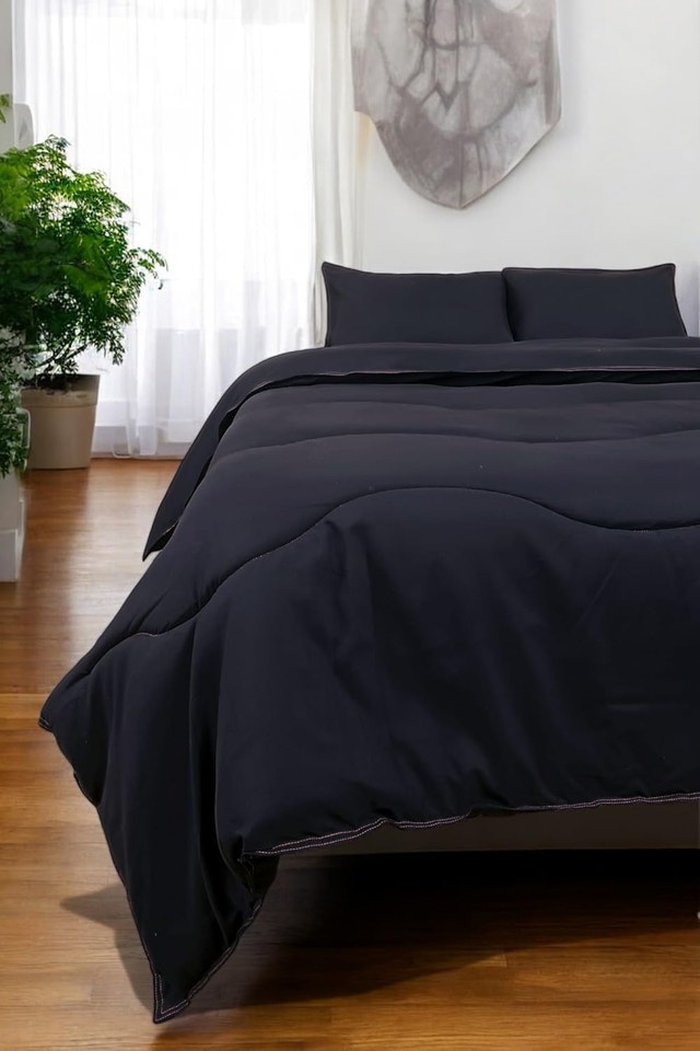 3 Piece King Comforter Set Anthracite (Black) Reversible