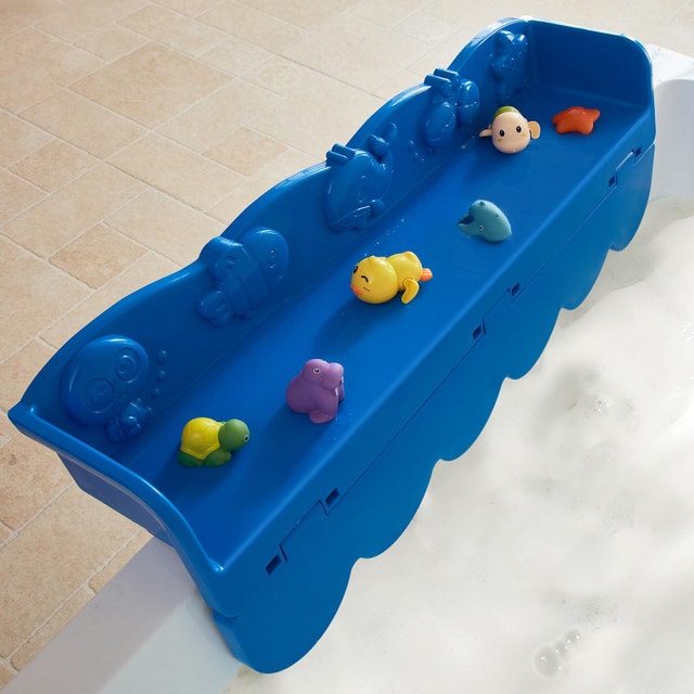 Bathtub Splash Guard Kids Bath Tray Toy Organizer Shelf - photo 2