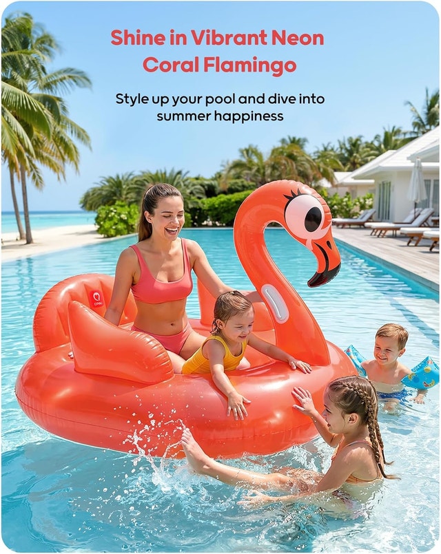 Inflatable Flamingo Pool Float - Medium Size for Adults & Kids - photo 3