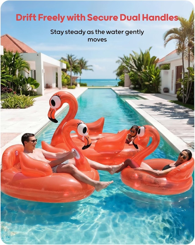 Inflatable Flamingo Pool Float - Medium Size for Adults & Kids - photo 5