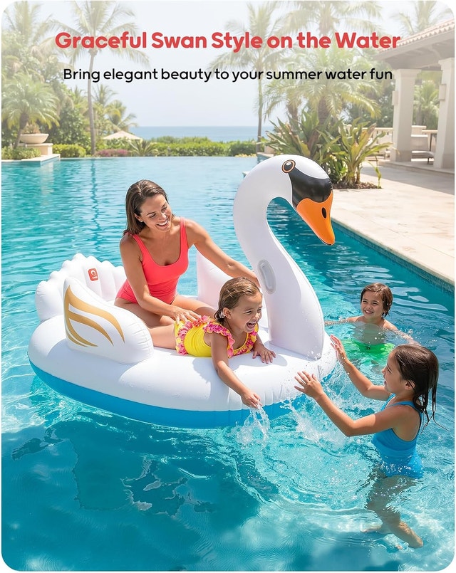 Inflatable Swan Pool Float for Adults & Kids Medium - photo 3