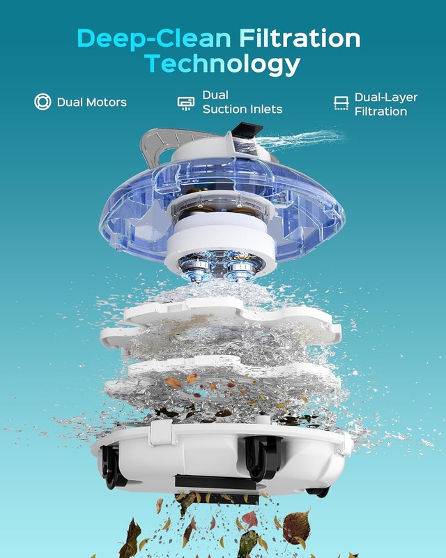 Cordless Robotic Pool Cleaner 80 Min Runtime Auto Vacuum - photo 5
